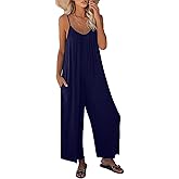 Aedvoouer Womens Jumpsuits Overalls Summer Casual Sleeveless Loose Wide Leg Adjustable Straps Rompers with Pockets