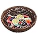 Hand Woven Brown Seagrass Shallow Round Decorative Fruit Display Storage Basket / Centerpiece Holder
