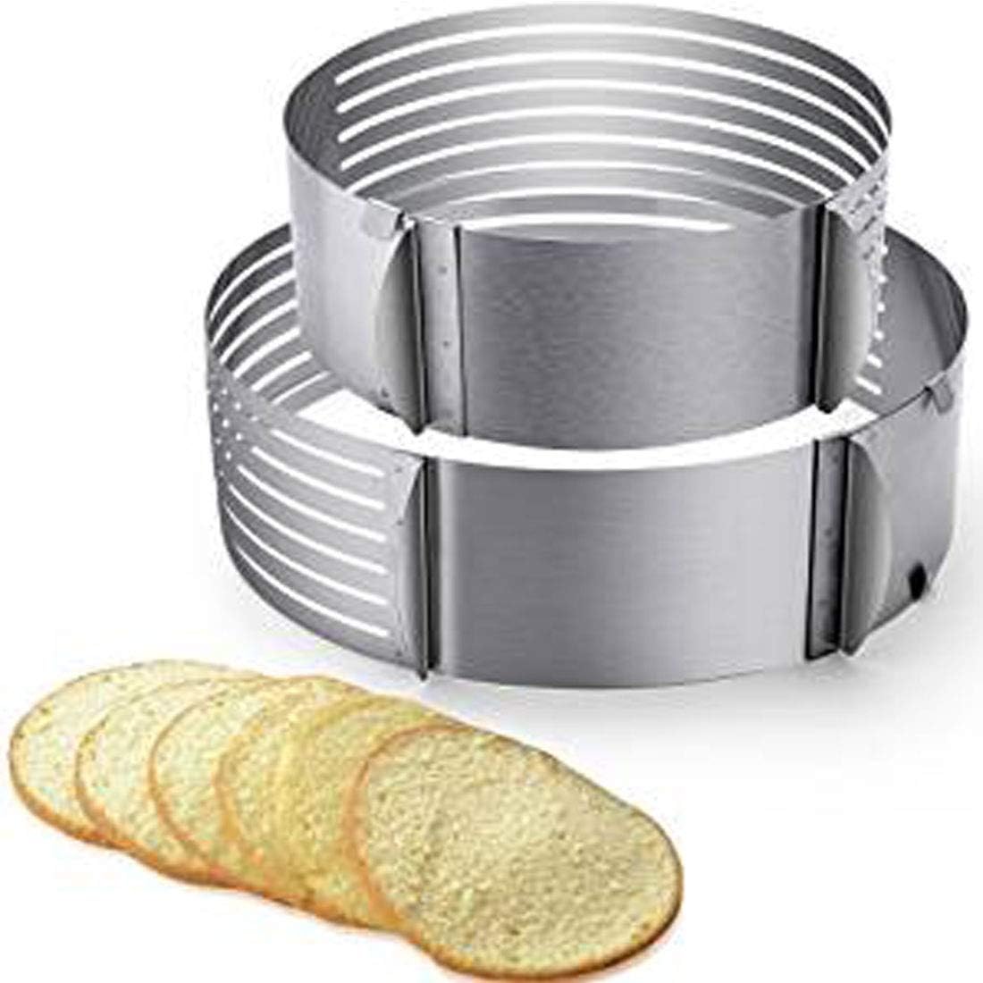 2pcs Adjustable Layer Cake Slicer 6"-8" and 9"-12" Stainless Steel Multi Layered Ring Circular Cutter Baking Tool Kit Mousse Mould for Women Wedding Christmas (Cake Slicer)