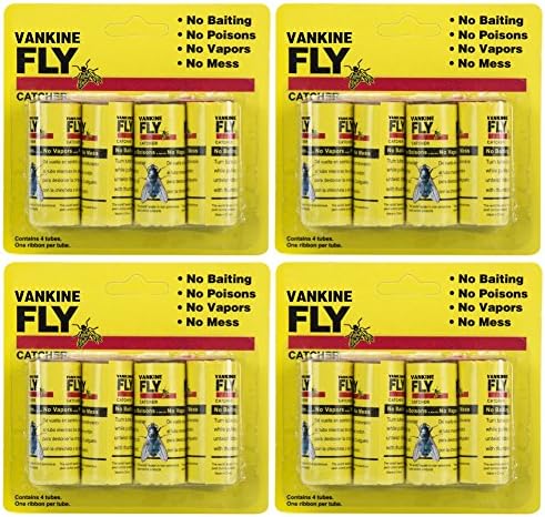 VANKINE Fly Paper Strips,Fly Trap, Fly Catcher Trap, Fly Ribbon, Fly Bait,Fly Catcher Ribbon - 16 Pack