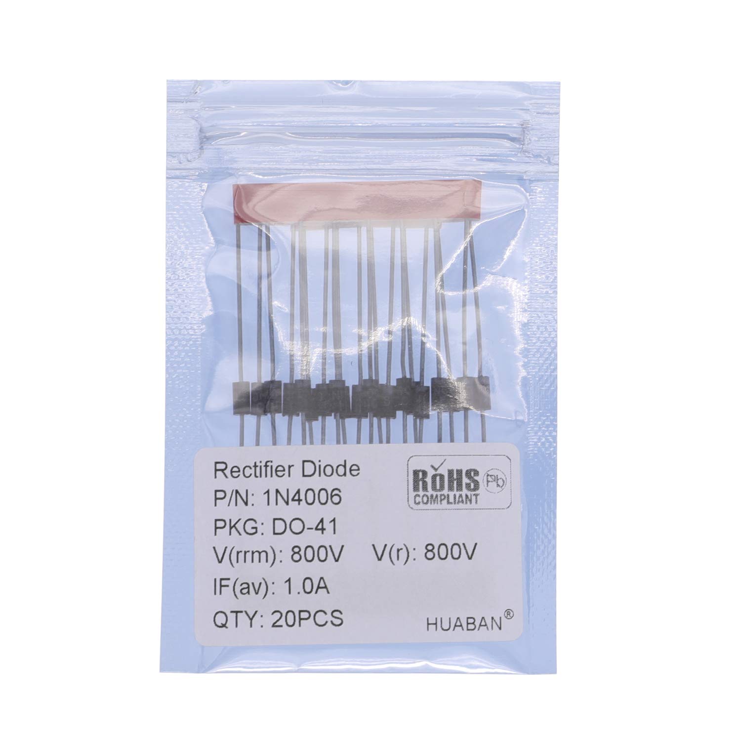 HUABAN 20PCS 1N4006 Rectifier Diode 1A 800V DO-41 (DO-204AL) Axial 4006 1 Amp 600 Volt