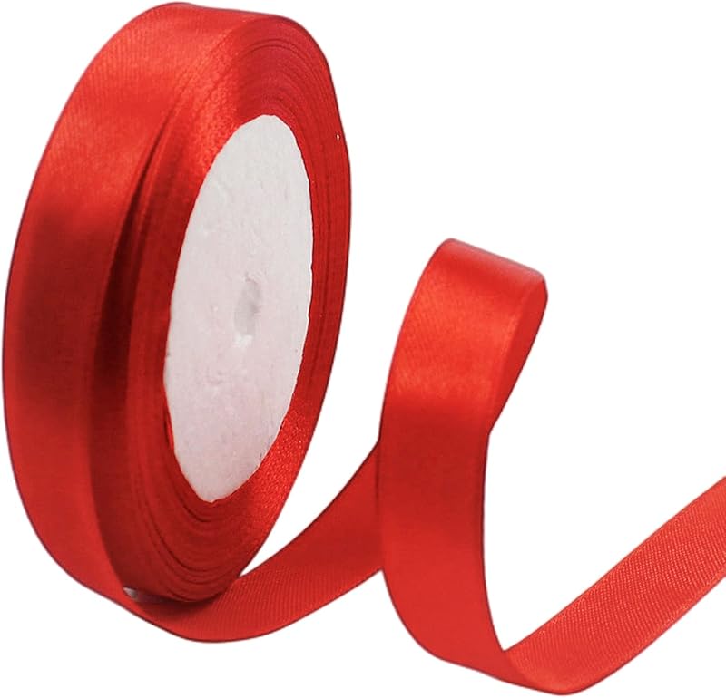 POPOYU 15mm Red Ribbon Gift Wrapping 23M Polyester Double Sided Satin