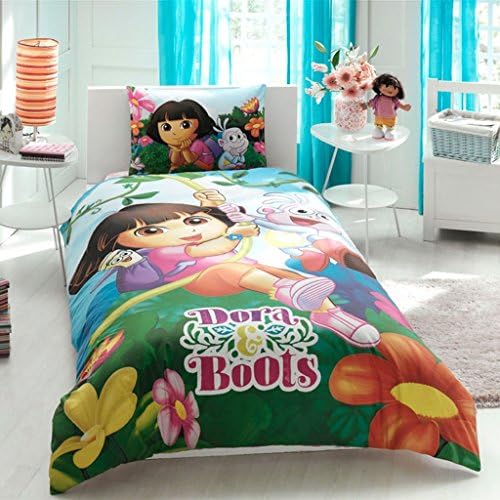 Disney Dora And Boat's Girl's Duvet/Quilt Cover Set Single / Twin Size Kids Bedding (Comforter sold separately, not in this set)