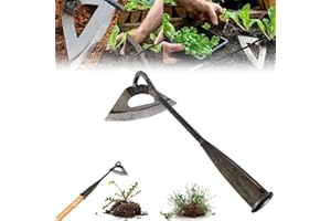 MOTEERLLU Garden Tools Hollow Hoe, All-Steel Hardened Hollow Hoe, Sharp Garden Edger Weeder, Durable Gardening Hoe Hand Tool Weed Puller Accessories for Backyard Weeding, Soil Loosening, Farm Planting (Long)