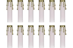 Ciata - 12 Pack - 4 inch White Plastic with Gold Drip Candle Covers with 13/16 inch Inside Diameter and 7/8 inch Outside Diameter (4 inch, White with Gold drip)