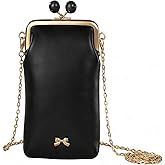 LAGO DE SAC Small Leather Chain Crossbody Cell Phone Purse for Women Designer Mini Wallet Kiss Lock Cute Shoulder Pouch