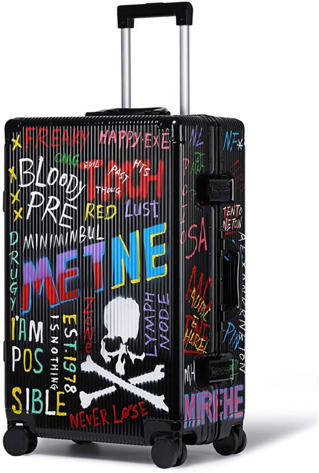 HWYP Luggage, graffiti custom suitcase aluminum frame universal wheel password trolley case 20 inch male and female students