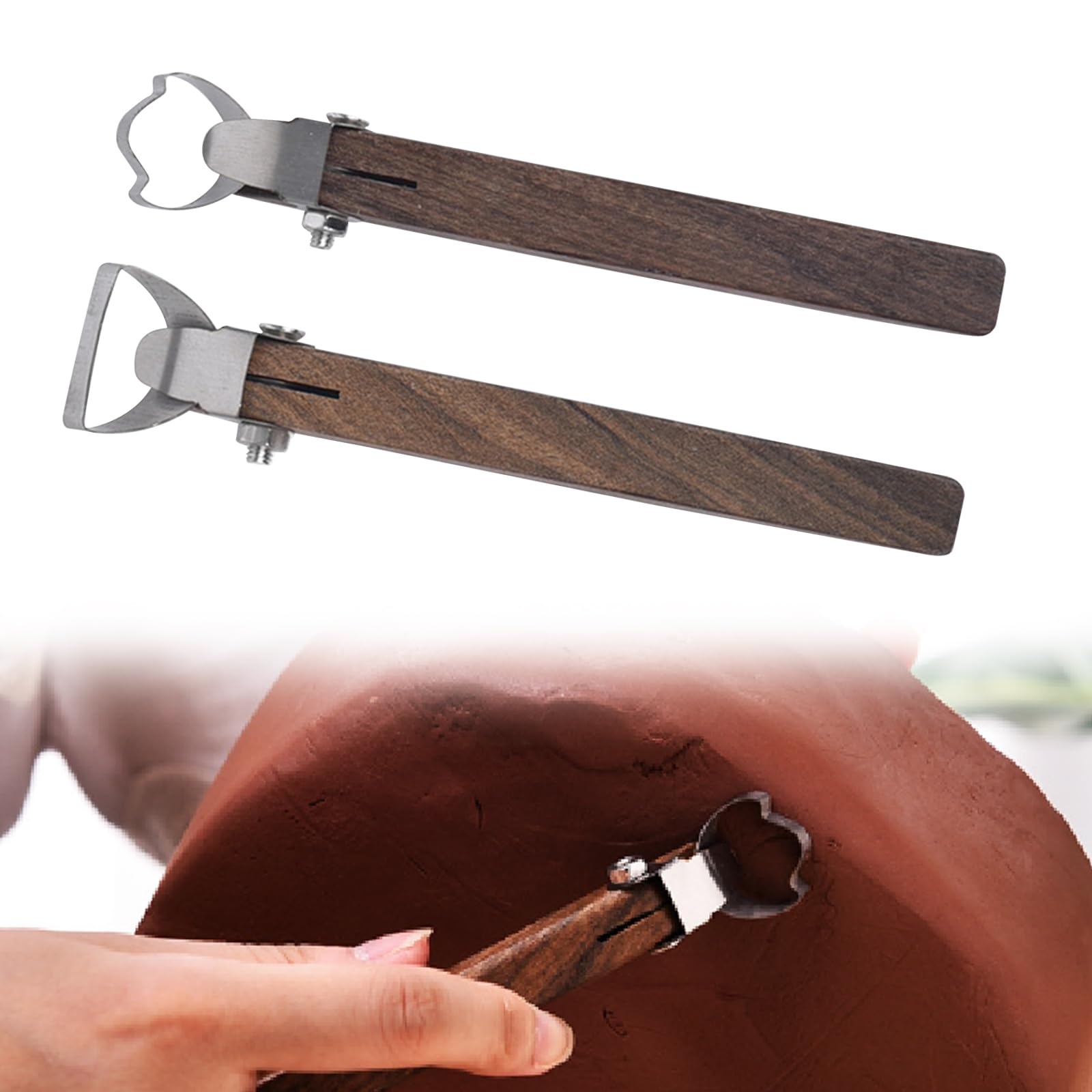 Les-Theresa 2Pcs Pottery Clay Sculpting Tools, Pottery Handle Making Tool Ceramic & Pottery Tools, Sculpture Scraper Pottery Carving Tool 4.9In Clay Handle Maker for Tea Cup Mug Utensil Vase Handle