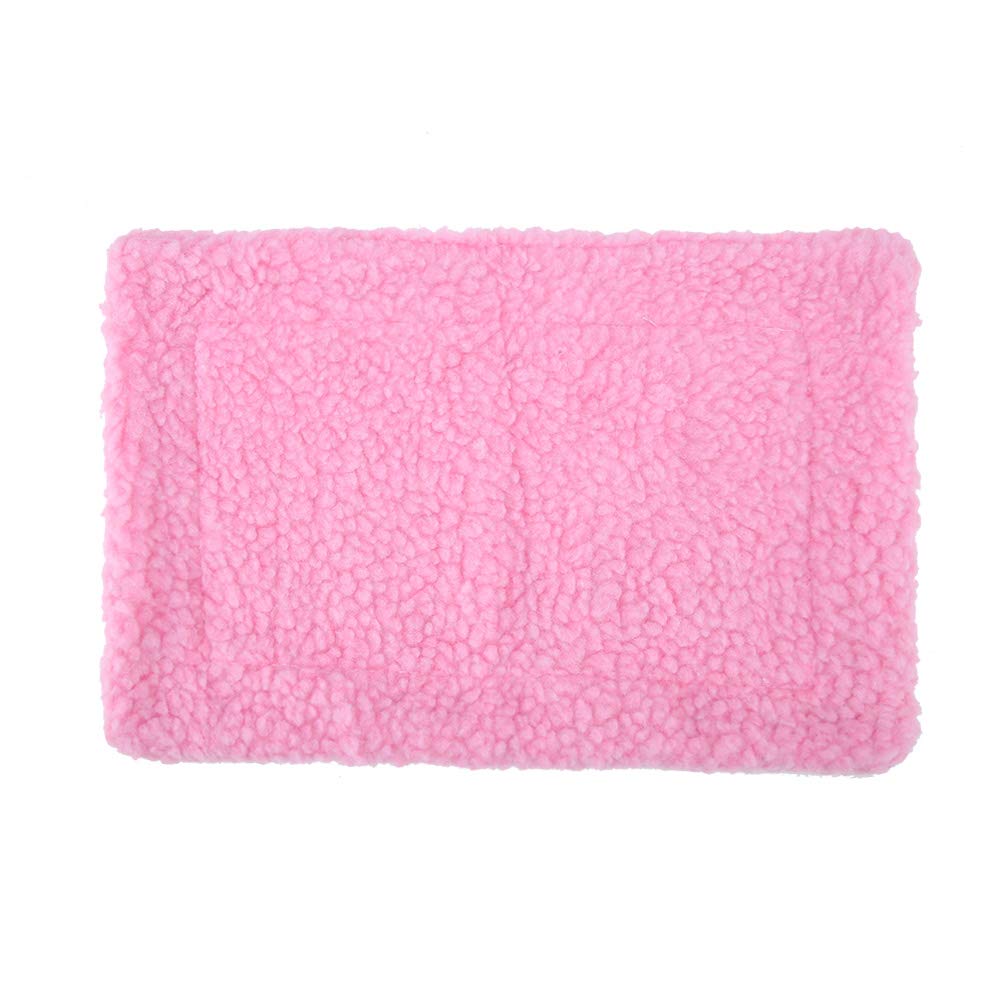 Oumefar Hedgehog Bed Mat Rectangular Plush Cushion Hamster House Nest Winter Warm Fleece Sleep Pad for Small Animals Sleeping(Pink)