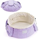 Narwey Quilted Drawstring Makeup Bag, Large Cosmetic Bag Cute Make up Bags Toiletry Bag Travel Bags for Toiletries Organizer for Women Gift for Teen Girls (Purple) (Patent)