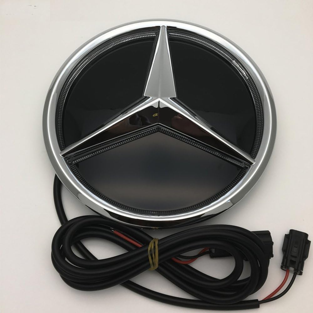 Cszlove Car Front Grilled Star Emblem LED Illuminated Logo Works with Mercedes Benz 2016-2017 E200L E300L E320L Center Front Badge Lamp Light White - Mirror Surface
