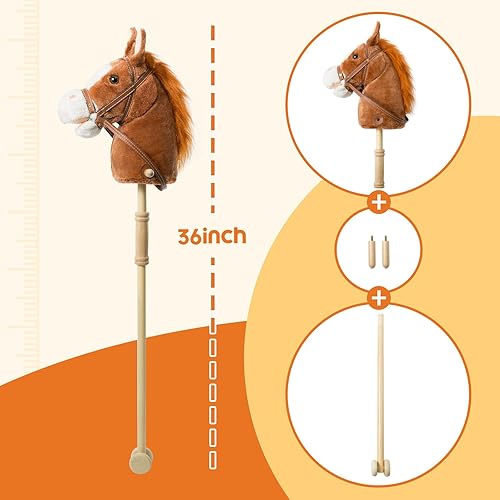 HollyHOME Stick Horse Plush Handcrafted Hobby Horse on a Stick