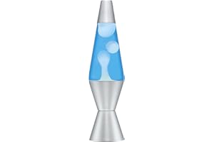 LAVA LITE Lava the Original 14.5-Inch Silver Base Lamp with White Wax in Blue Liquid 20-ounce