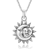 AeraVida Couple Love Celestial Sun And Moon 925 Sterling Silver Necklace