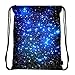 Meffort Inc Lightweight Drawstring Bag Sport Gym Sack Bag Backpack with Side Pocket - Galaxy Stars