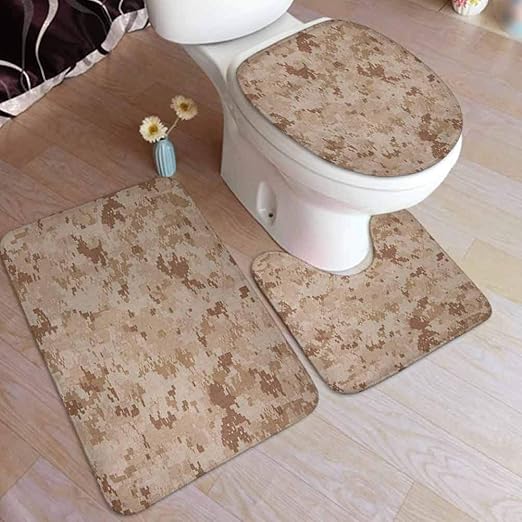 Amazon Com Ahuimin Camo Bath Rug Set 3 Piece Us Marine Desert Marpat Digital Texture Background In Brown Colors Bath Rug 3 Piece Soft Velvet Bathroom Rugs Set Home Kitchen