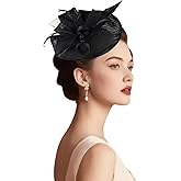 Velorique Fascinator Hat Feathers Tea Party Hat for Women, Hats with Hair Clip for Cocktail Church