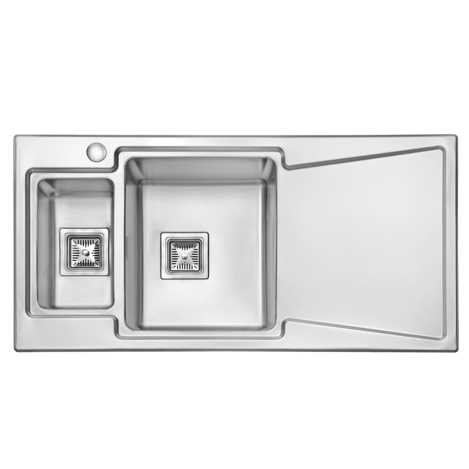 JASSFERRY Brilliant Inset Kitchen Sink 1.2 mm Thickness Stainless Steel One Half 1.5 Large Rectangle Bowl Right Hand Drainer Square Strainer Plug Waste Pipe Kit