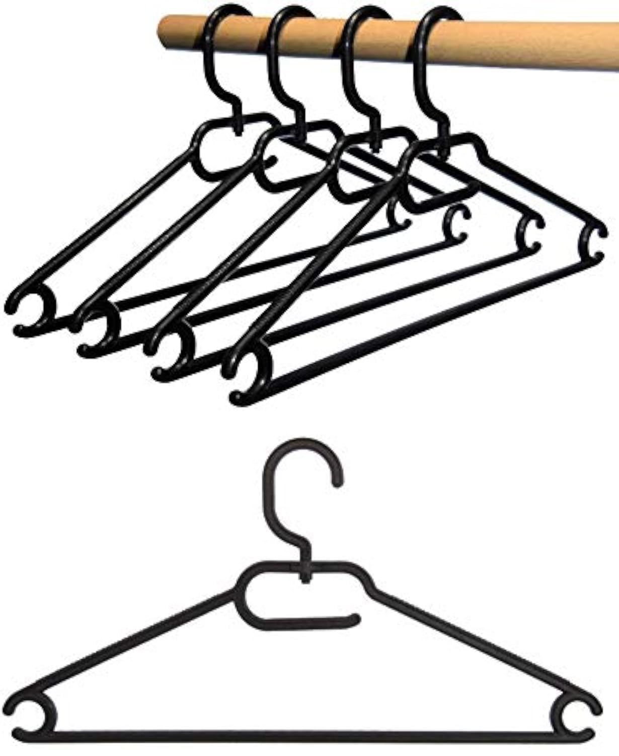 Hagspiel Universal Clothes Hangers Plastic Pack of 25 Black Approx. 41 cm