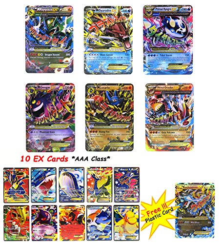 EX Mega Pack - 6 Mega EX Rayquaza Gyarados Lucario Gengar Primal Groudon Primal Kyogre and 10 EX AAA Class in Box case and Free Charizard Mega EX Plastic Card