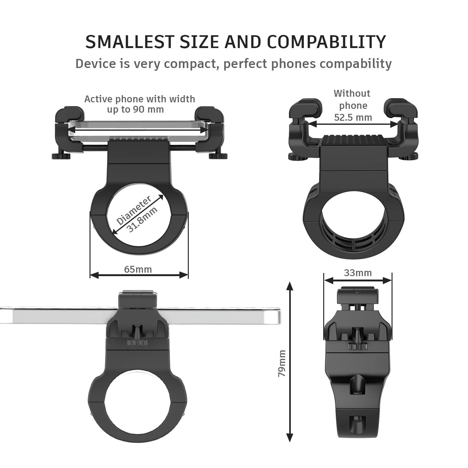 UPPEL Bike Phone Mount 360° Rotatable Bike Phone Holder Universal Cell Phone Bicycle Stand for Most of Phone and More 3.5-7 in Cellphone - 2.1-3.5 in Width