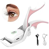 Heated Eyelash Curler, Electric Eye Lash Curler Rechargeable & Easy to Use 3 Heats Levels 15s Fast Heat Up for Long Lasting Natural Curl, Wide Opening, Heat-Safe Lash Curler for Women & Girls