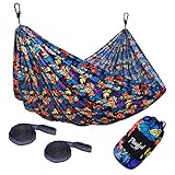 Portable Camping Hammock - Double Size Fits 1 or 2 People - Great for Hiking, Backpacking and Outdoor Travel - Includes Tree Straps for Fast and Easy Setup