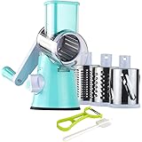 Ourokhome Round Mandoline Slicer Grinder - Rotary Cheese Grater for Walnuts, Vegetable, Potato (Blue)