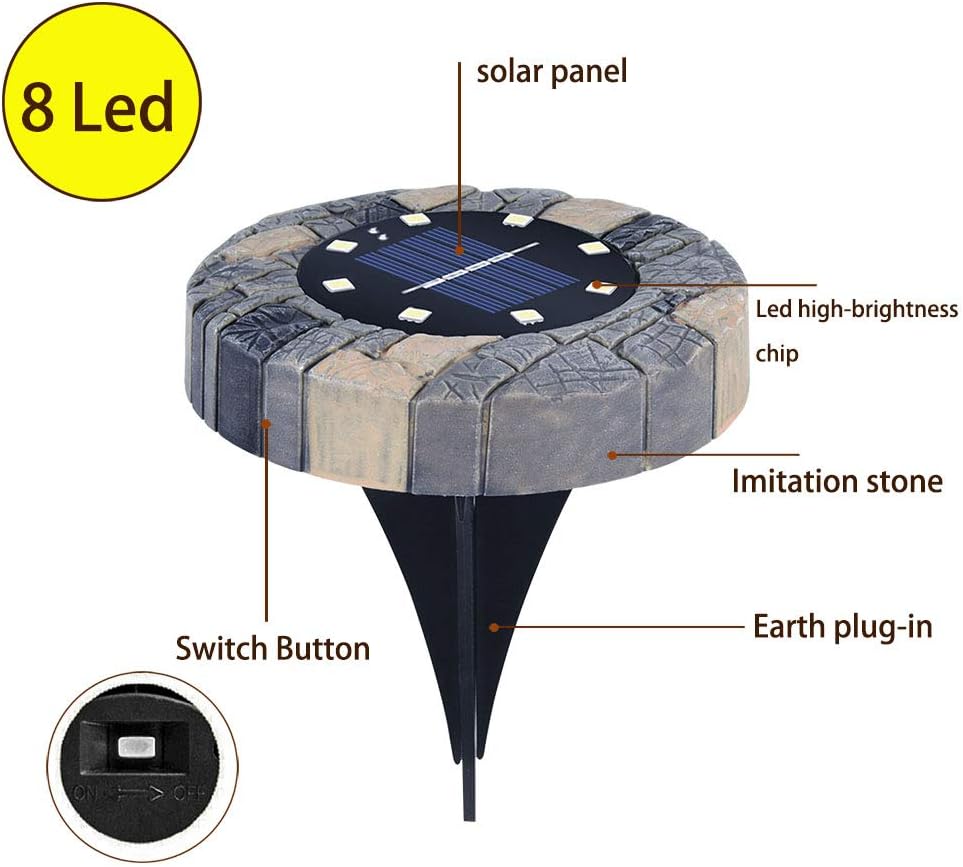 Solar Loop Lighting Solar Lights Outdoor Garden,Powerole 8 Pack IP65 Waterproof 8 LED Solar ...