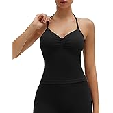 SUUKSESS Impact Longline Strappy Top Halter Workout Top for Women Padded Backless Sport Gym Tank with Adjustable Strap