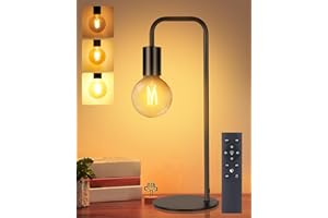 Bcmsda Table Lamp Bedside Lamps - Modern Nightstand Lamp, Dimmable 2700K-5000K Warm Light Small Lamp, Bedside Lamp with Remote, Table Lamps for Bedroom Living Room (Black)