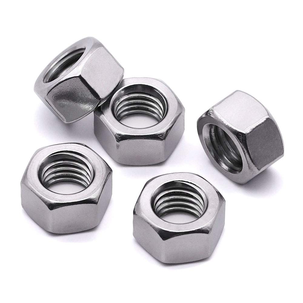 Photo 1 of 5/16-18 Stainless Steel Finished Hex Nut, 304 Stainless Steel 18-8 Hexagon Nut, Bright Finish, Full Thread, ASME B18.2.2, 25 Pcs