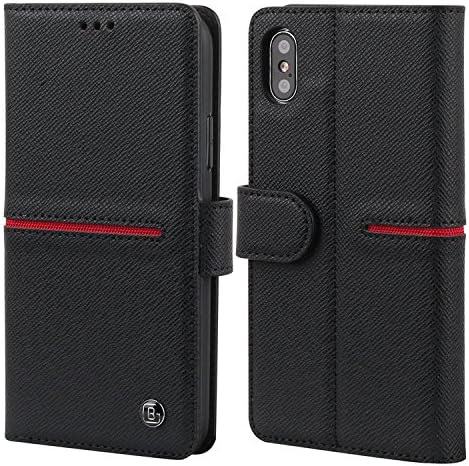 iPhone X Wallet Case Leather -- Bidafun Genuine Leather Handmade Flip Case For iPhone X with Magnetic Closure
