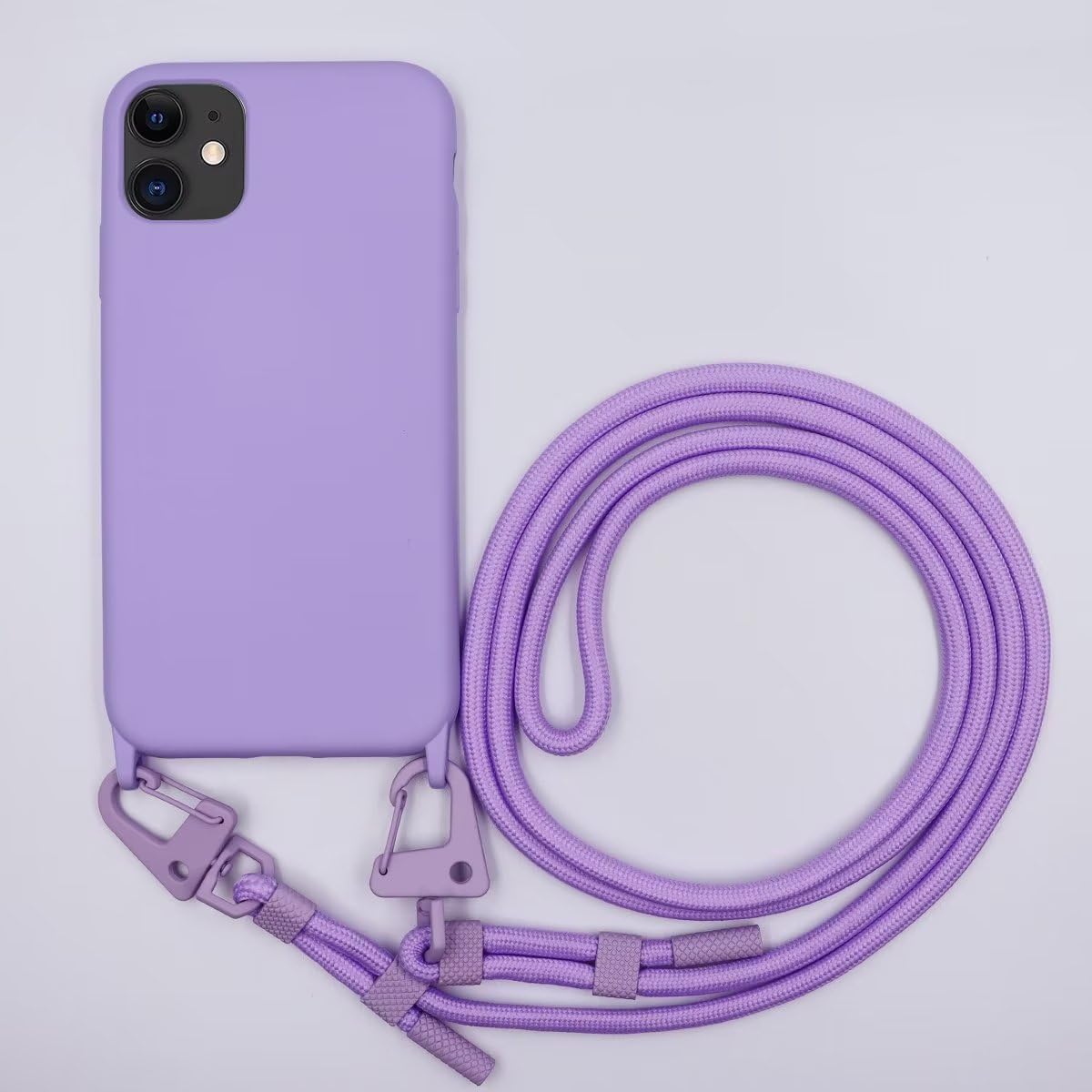 GoodcAcy Crossbody Lanyard Phone case for iPhone 15 Pro, Silicone Phone Cover with Adjustable Necklace Strap Soft Belt Neck Cord Lanyard Shockproof Protective Case for iPhone 15 Pro- purple