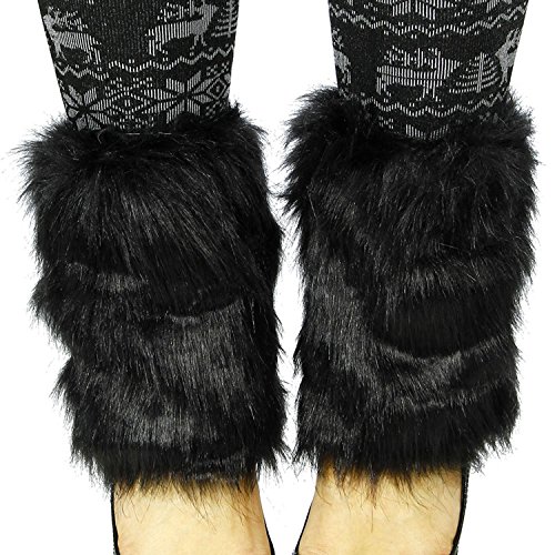 Simplicity Girl's Soft Faux Fur Fuzzy Furry Leg Winter Warmers, Khaki