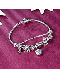 Amuleto de cachorro de plata fina 925 con circonio ajustable para brazaletes de mujeres.