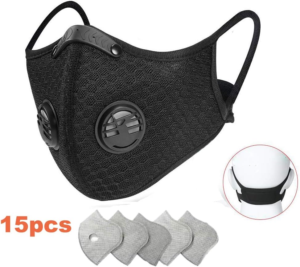 Máscara de Gas de limpieza reutilizable Proteja la Boca Respiración Antipolvo Mascarilla antipolución con 15 filtros de carbono Extra N99 2 válvulas para soldar
