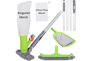 Sepetrel Deluxe Swimming Pool Cleaning Kit with Spa Jet Vacuum Cleaner,Brush, Semi-deep Skimmer Net & Adjustable 57.5-inch Pole,Ideal for Cleaning Above Ground,Inflatable Pools