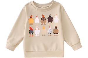 GLIGLITTR Chicken Shirt Toddler Boy Girls Thanksgiving Crewneck Sweatshirt Funny Turkey Long Sleeve Outfits Kids Fall Clothes