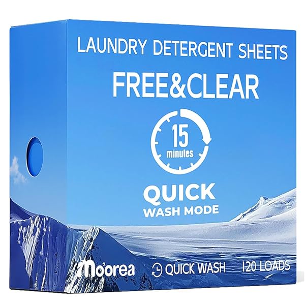 MO’OREA LAUNDRY DETERGENT SHEETS,HYPOALLERGENIC LAUNDRY SOAP,FREE CLEAR FOR...