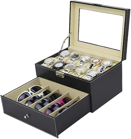 Cajas para Relojes, Regalo for hombre de las mujeres 10 Ranura for reloj +5 Anteojos