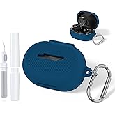 for Bose New QuietComfort Earbuds (2024) Case Cover with Cleaning Kit, Soft Silicone Protective Earbuds Case with Carabiner, Logo and Front LED Visible (Blue)