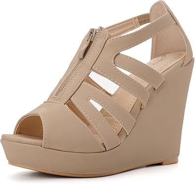 nude platform wedges