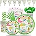 Dinosaur Party Supplies Boy and Girl Birthday Dino Themed Party Set Includes Cups Forks Spoons 9