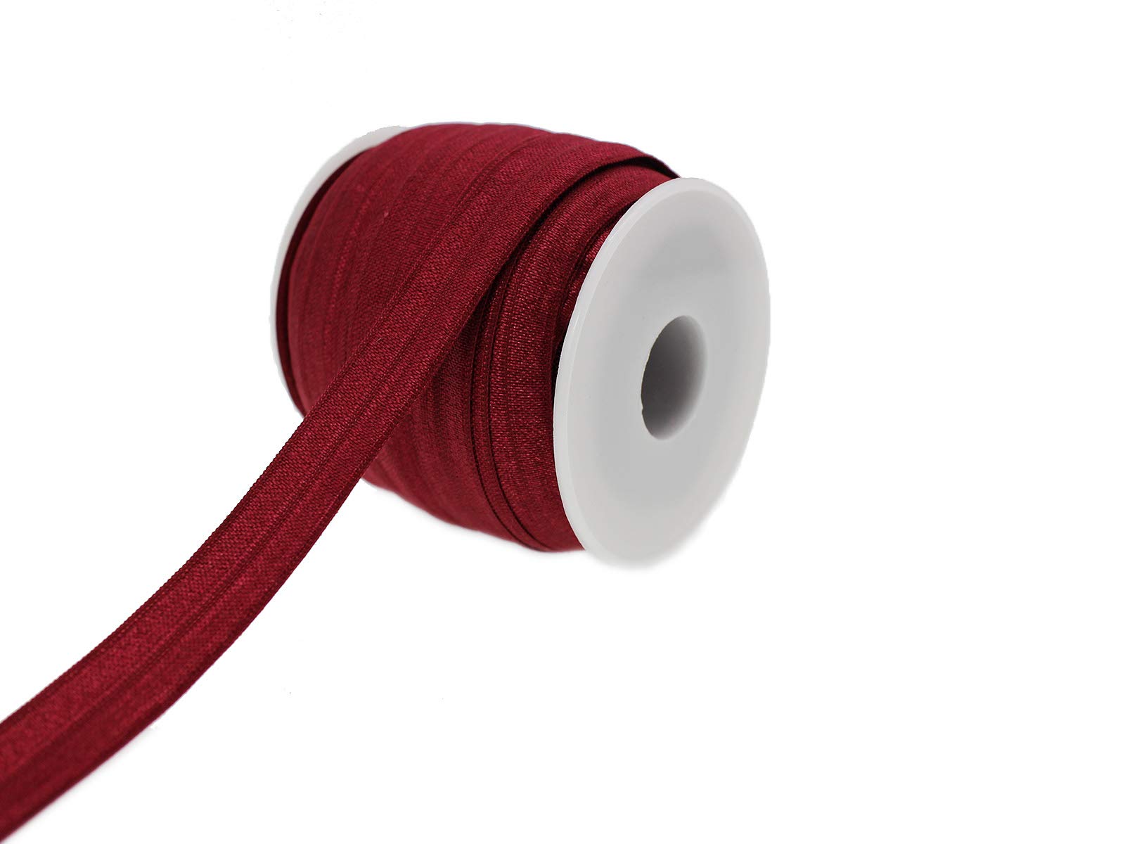 PAMIR TONG 25 Yards 5/8'' Fold Over Elastic FOE Headband Baby Hairbow Soft Foldover Elastic Binding Webbing Tape Craft Sewing (Maroon)