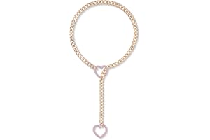 ADEMISHIA Womens Slip Chain Necklace With Heart O-ring, Handmade Punk Rock Cuban Chain Lariat Y-Necklace Adjustable Long Chain Collar Jewelry