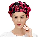 Shutiall Working Cap with Button and Sweatband Adjustable Tie Back Bouffant Hats Printed Multi Color for Woman Man.