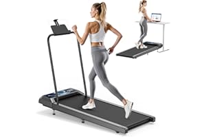RJOP Walking Treadmill Pad with 8% Adjustable Incline and Removable Handle Bar, Compact Under Desk Treadmills for Home Small with APP Sync, Remote Control and LED Display, 2.5HP