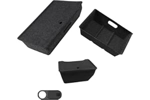 FanpBow Fit Tesla Model Y Under Seat and Rear Middle Storage Box with Cover, 3PCS Felt Storage Tray Box Bins Organizer Fit Tesla Model Y Accessories 2020 2021 2022 2023