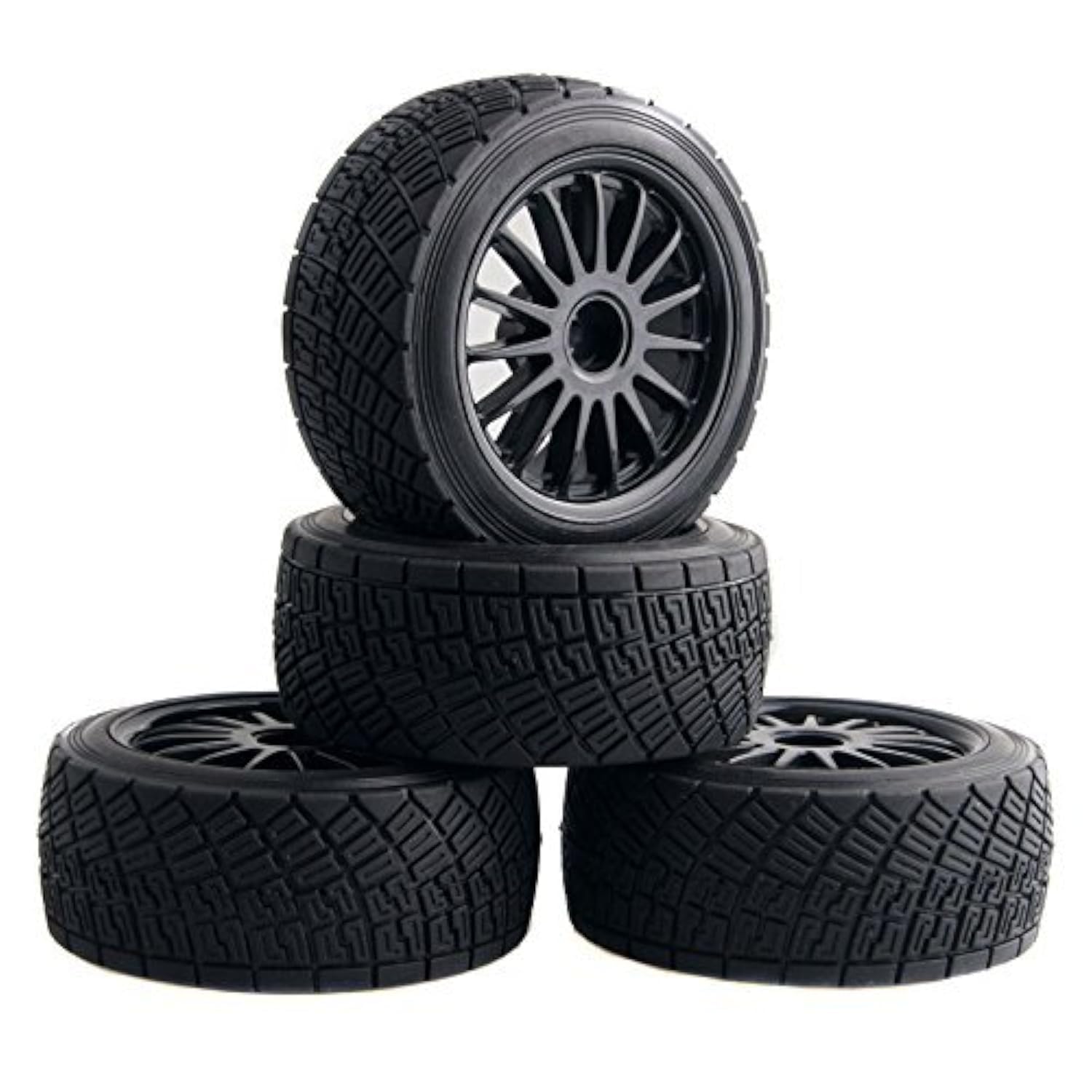 Photo 1 of Shaluoman WR8 Tarmac Wheel with Tires for HPI Rally Off-Road WR8 Tyres Pack of 4 Black